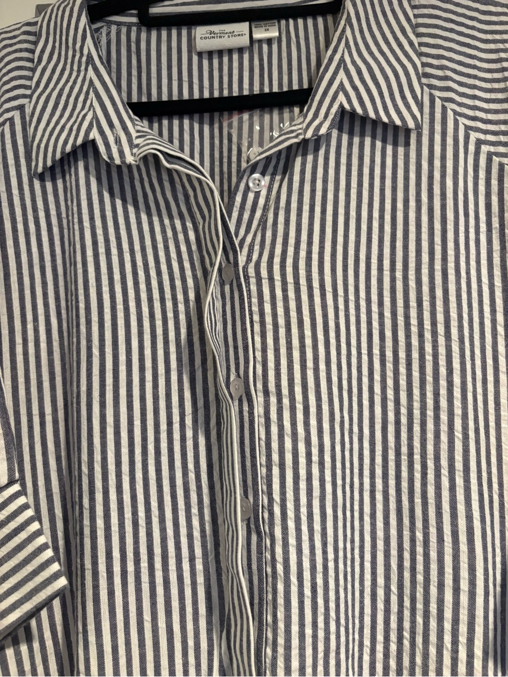 Vermont Country Store Seersucker Tiered Maxi Shirt Dress Striped Coastal Grandma - Picture 4 of 12